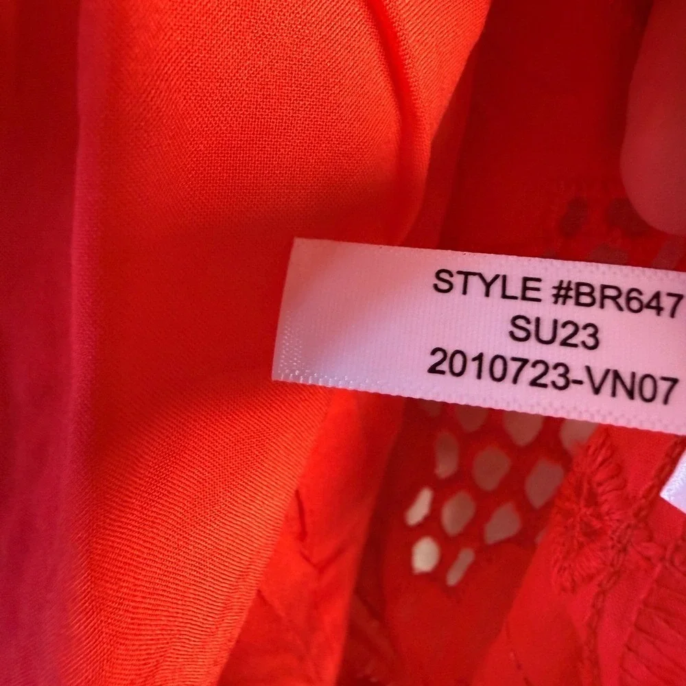 J.Crew‎ Red Eyelet Popover Top XL
